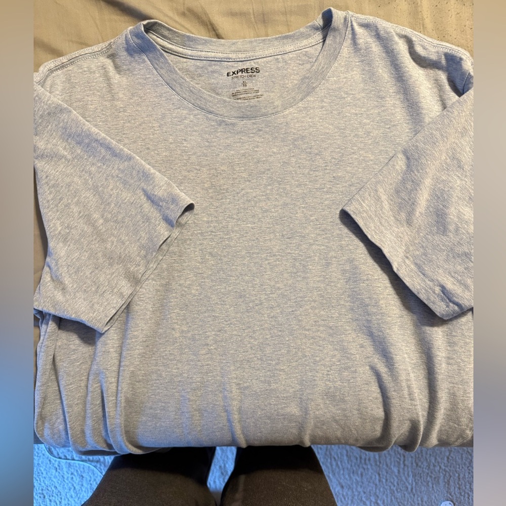 Express Light Gray Stretch Crew Tee